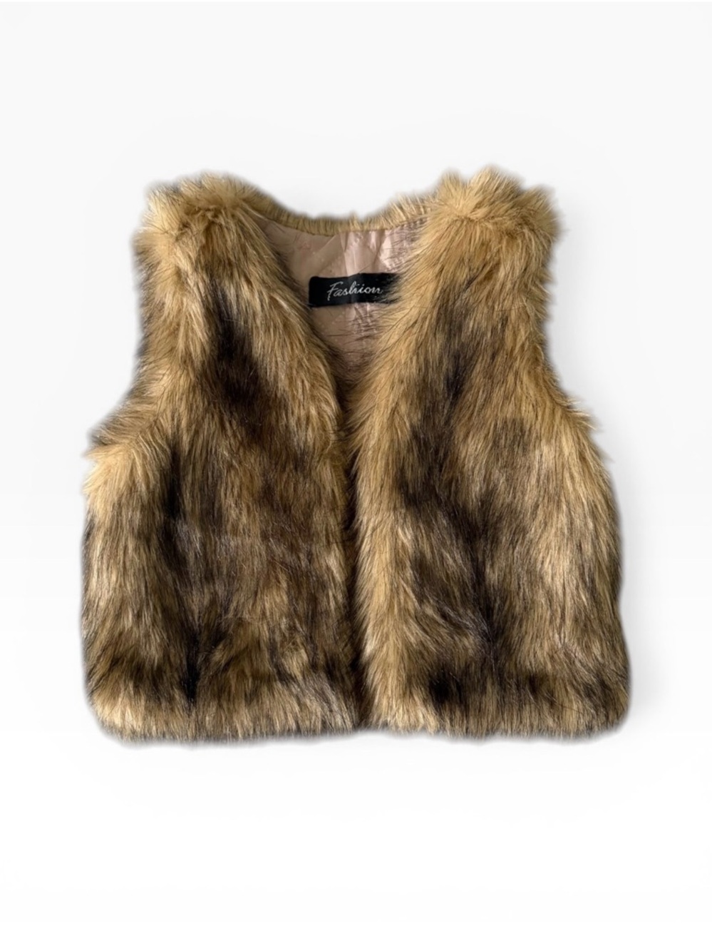 Faux Fur Kids Vest in Brown